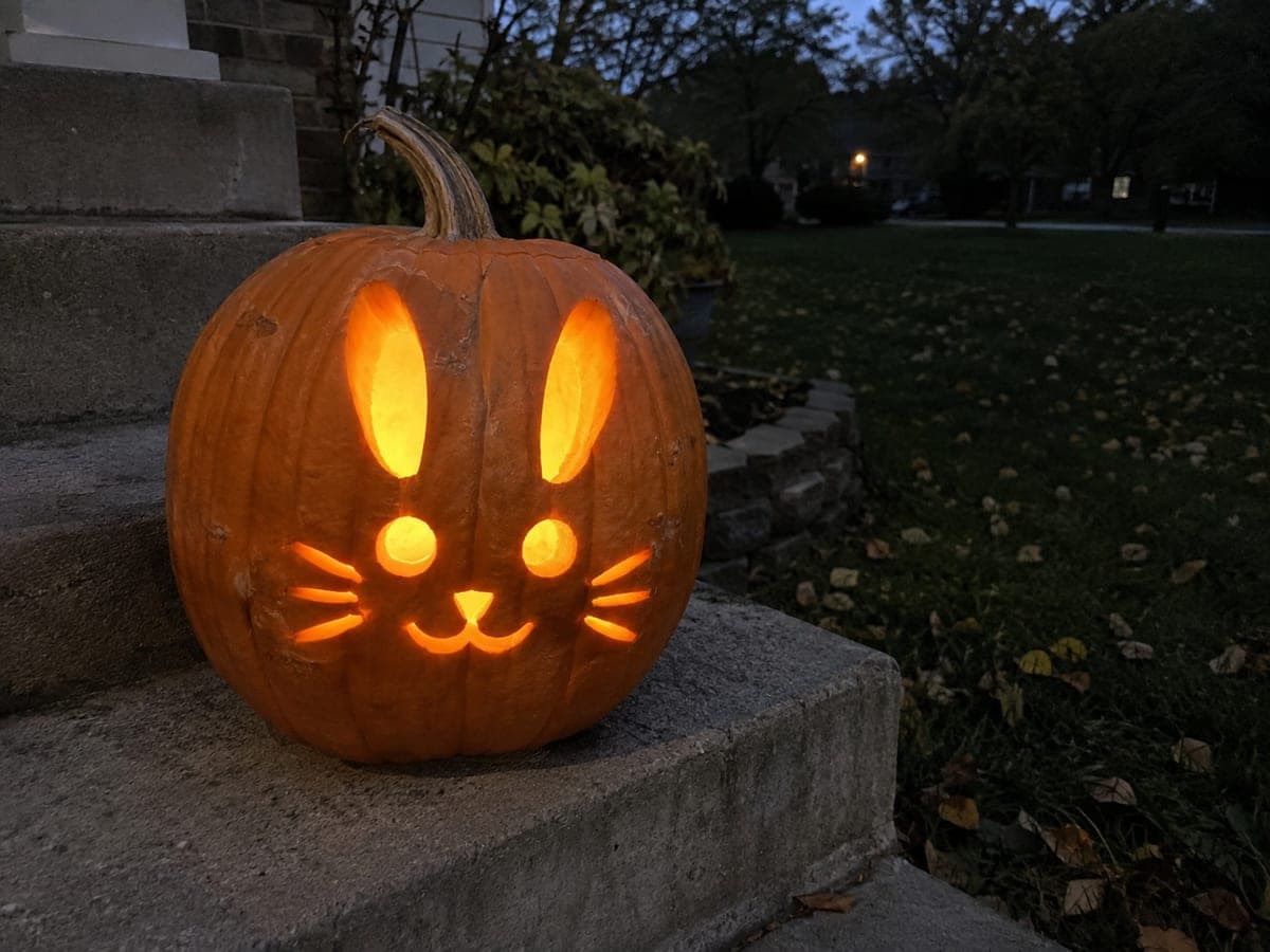 Simple Glowing Bunny Pumpkin Carving for Beginners