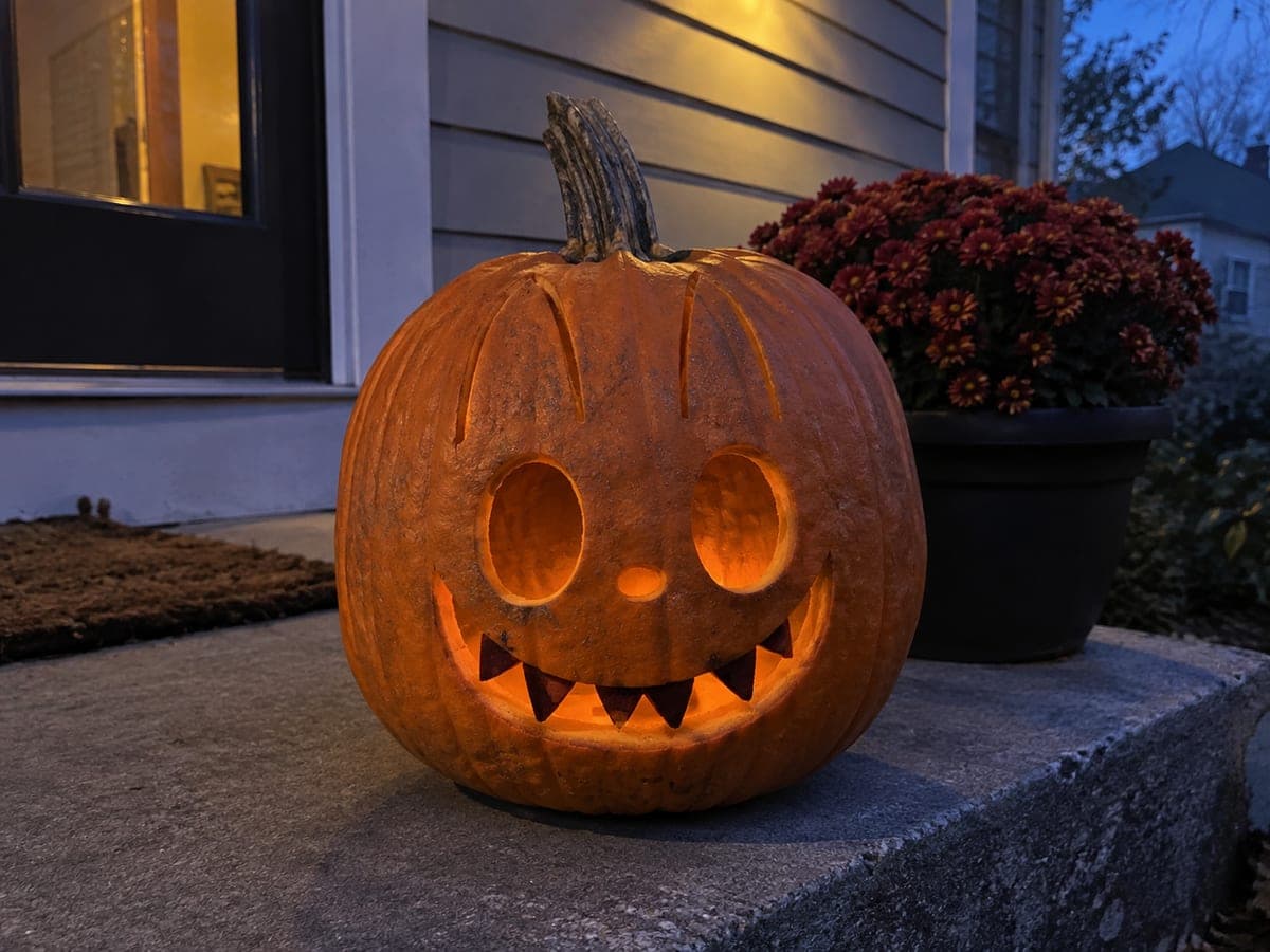 Simple Labubu Face Pumpkin with Chunky Grin