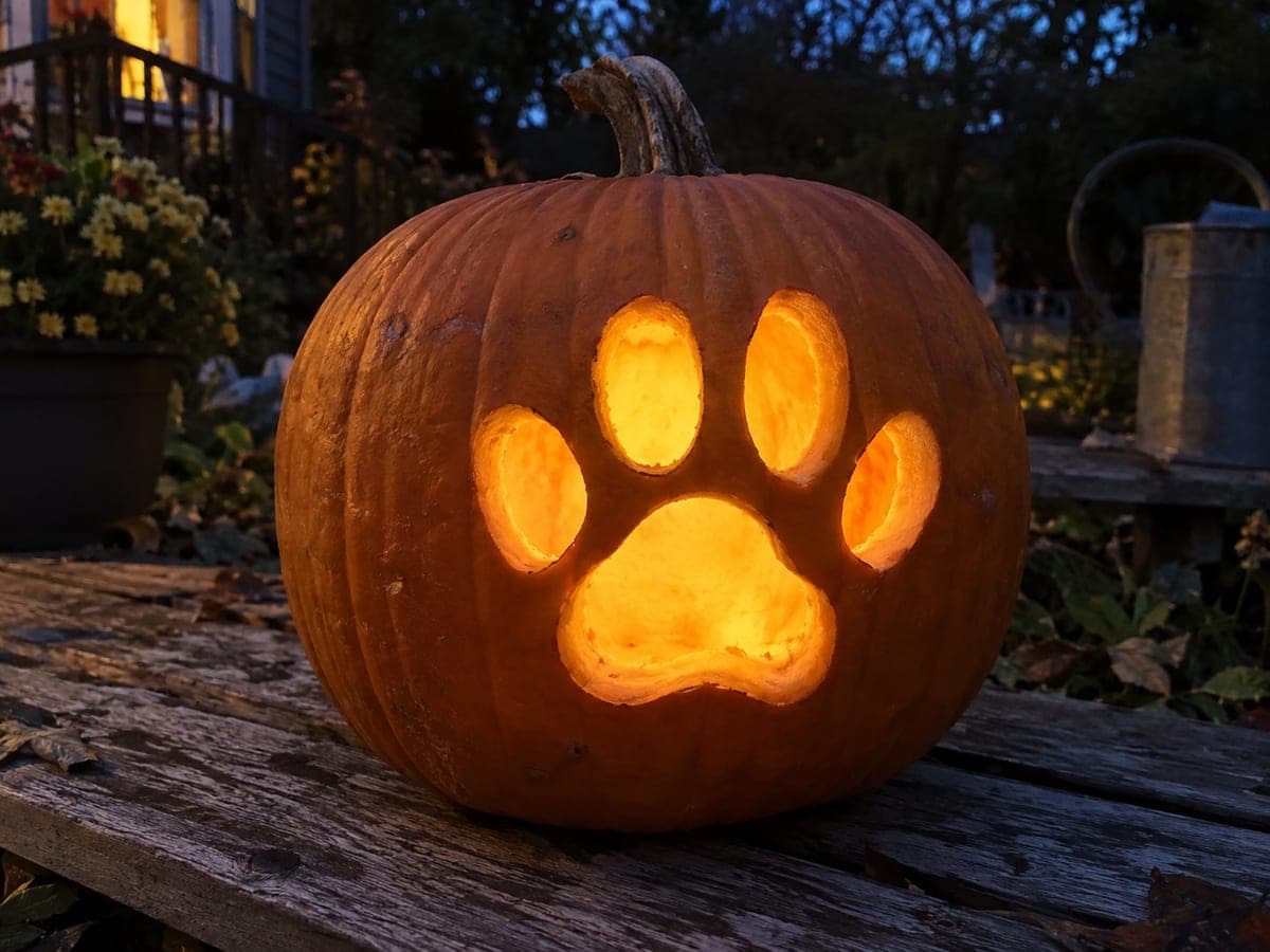 Simple Paw Print Pumpkin for Veterinary Decor