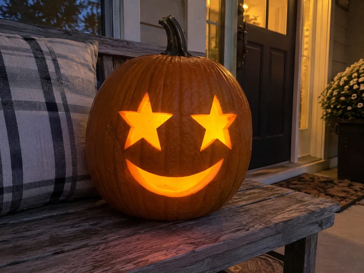 Simple Star Eyes Pumpkin with Curved Smile