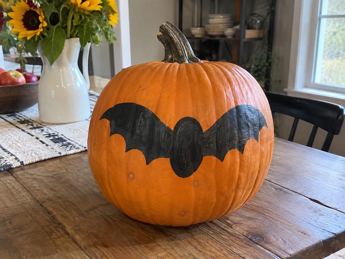 Spooky No-Carve Painted Pumpkin With Atmospheric Colors