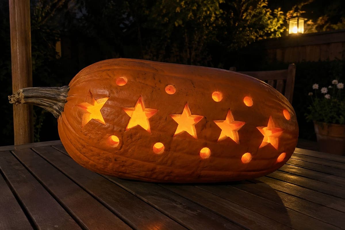 Star and Circle Band Sideways Pumpkin Carving