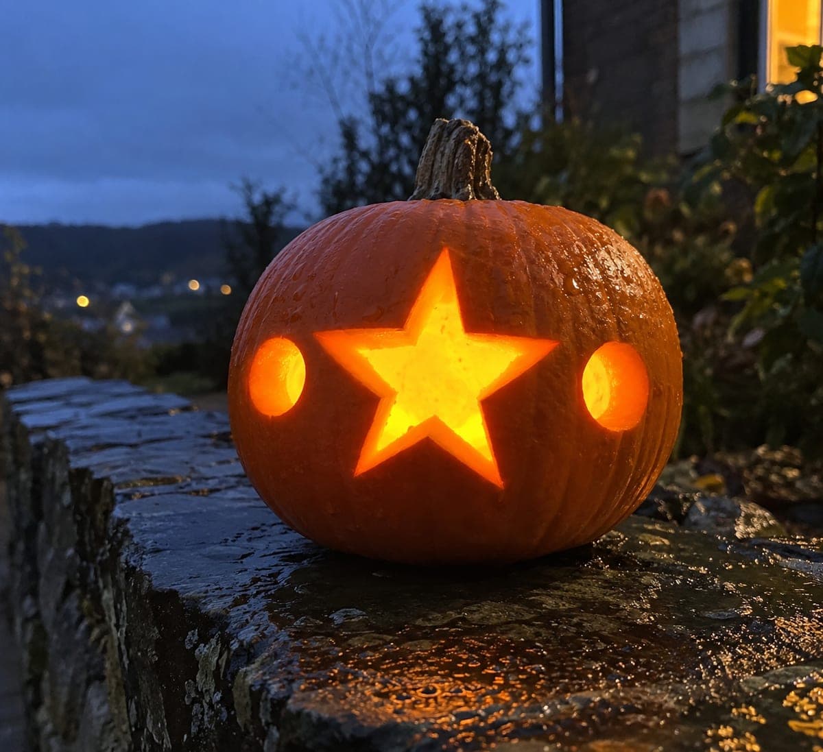 Star and Dot Small Round Pumpkin Carving