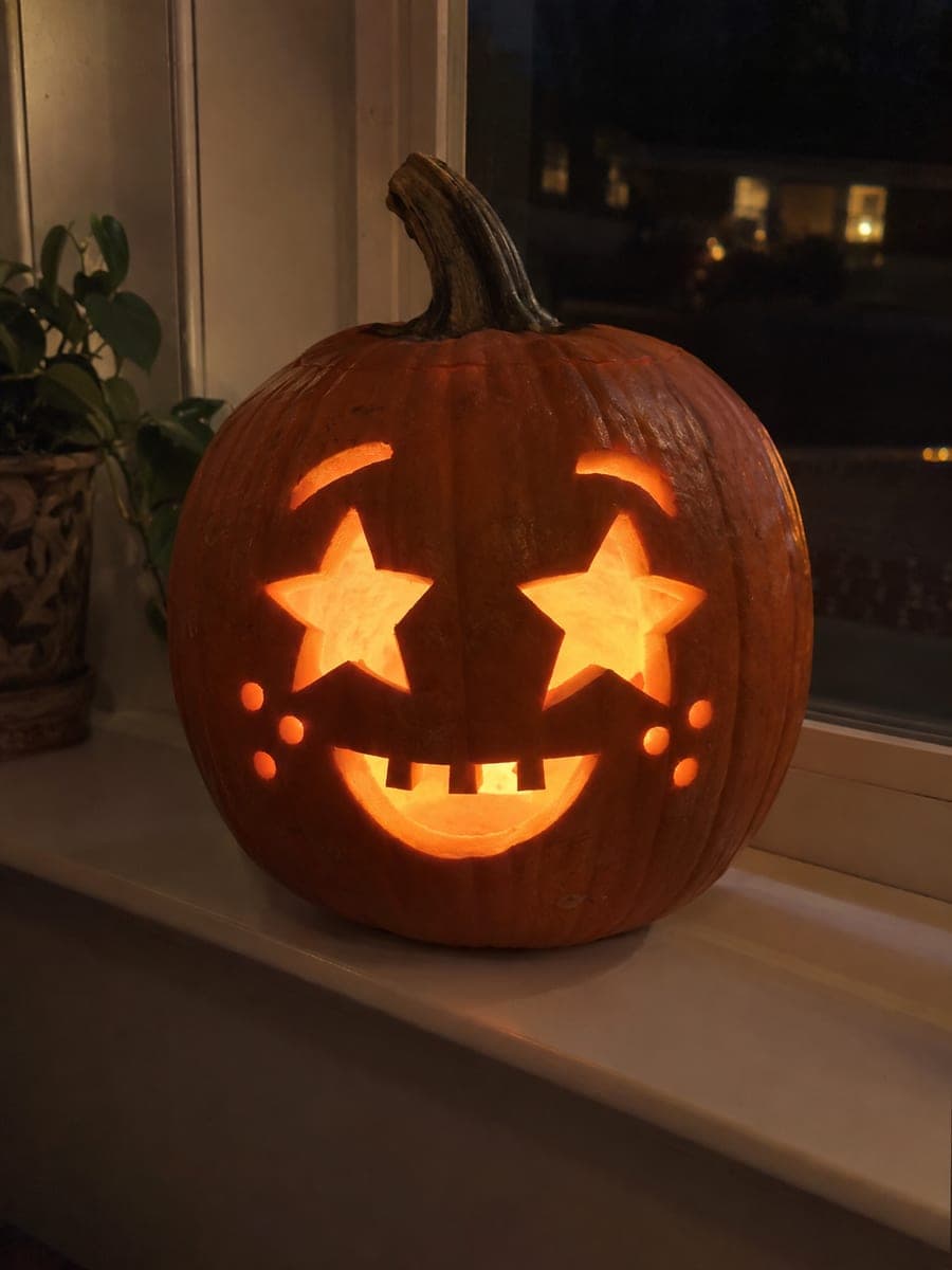 Star Eyes Pumpkin with Brows and Circular Freckles