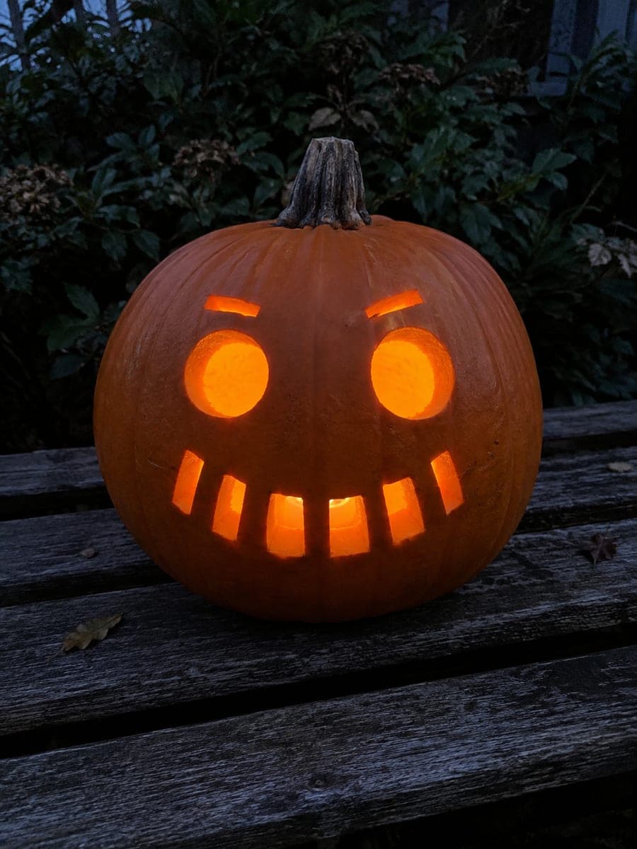 Stitched Mouth Pumpkin Lantern With Blank Eyes