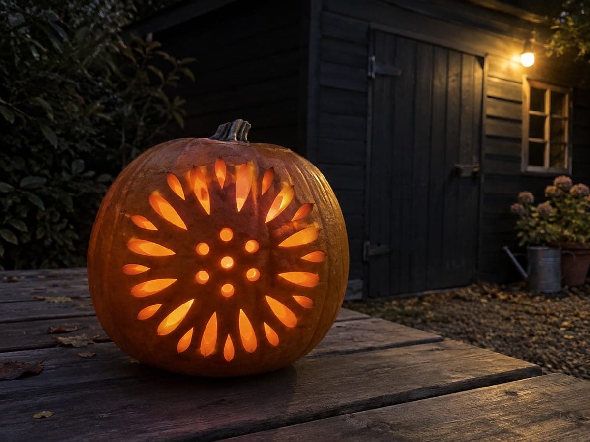 Teardrop Ring and Center Dot Pumpkin Lantern