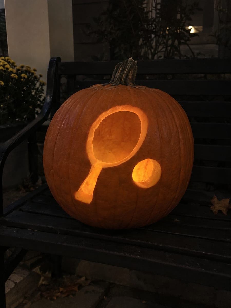Tennis Racket Silhouette Pumpkin With Ball Opening