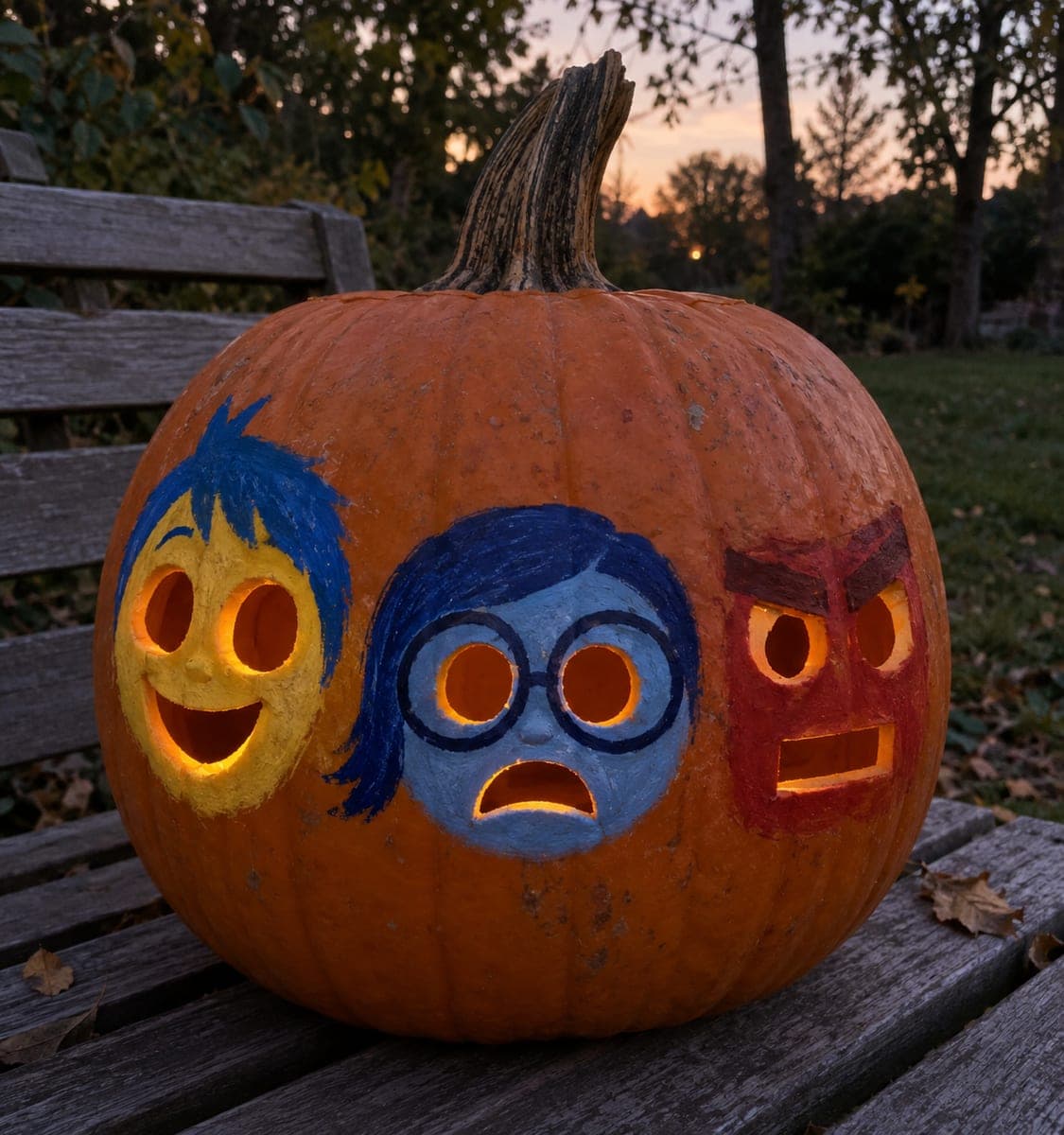 Three-Character Inside Out Jack-O-Lantern Design