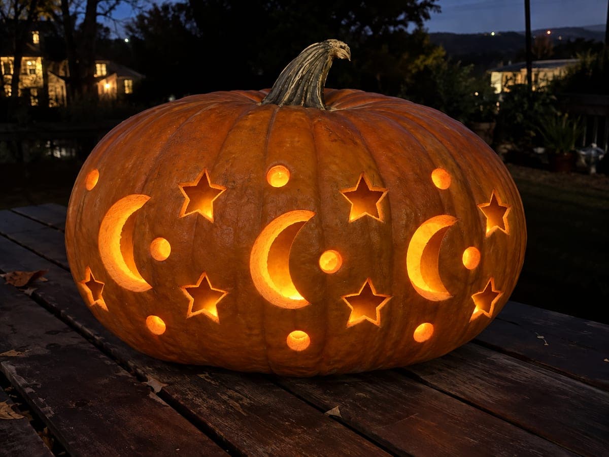Three Crescents and Stars Wide Pumpkin