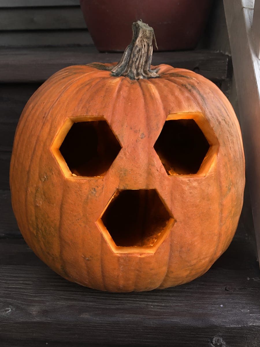 Three Glowing Honeycomb Hexagon Pumpkin Carving