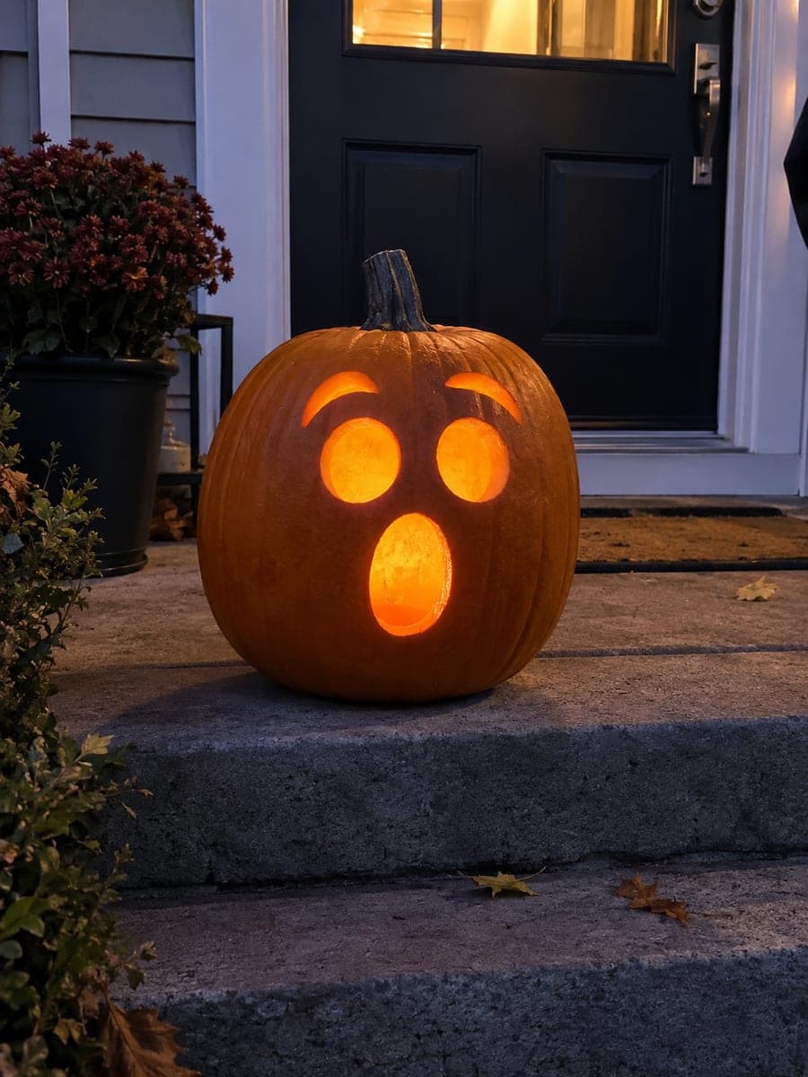 Three Round Holes Surprised Pumpkin Face