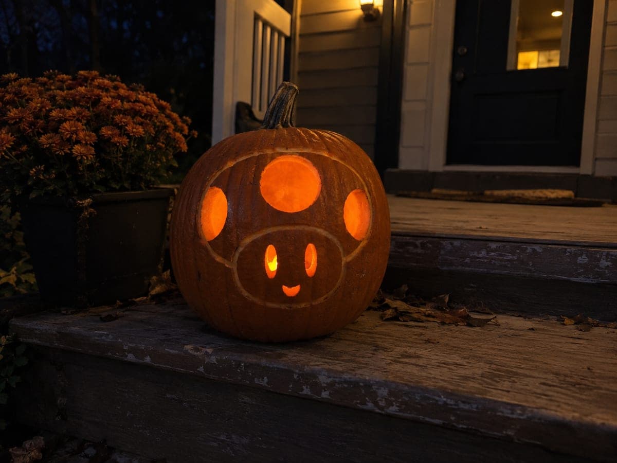 Toad Pumpkin Carving with Spotted Cap and Smile