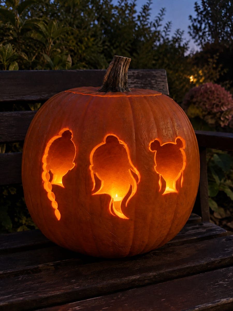 Trio Silhouette KPop Demon Hunters Jack-O-Lantern