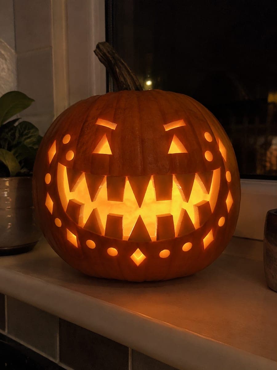 Twelve-Tooth Pumpkin Grin with Diamond Cheek Holes