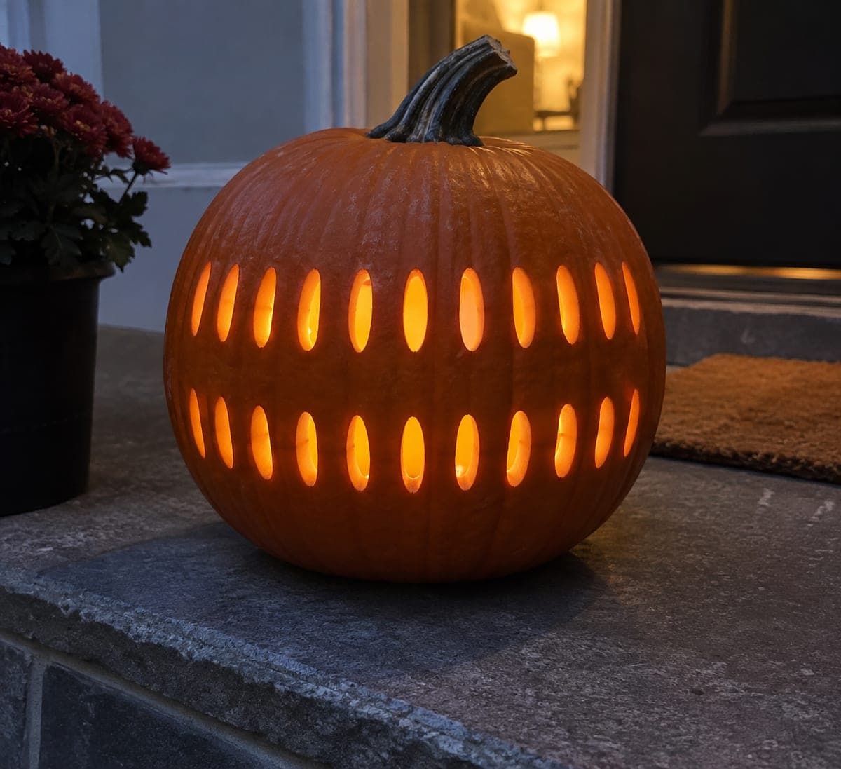 Twin Row Oval Slot Minimalist Precision Pumpkin Lantern