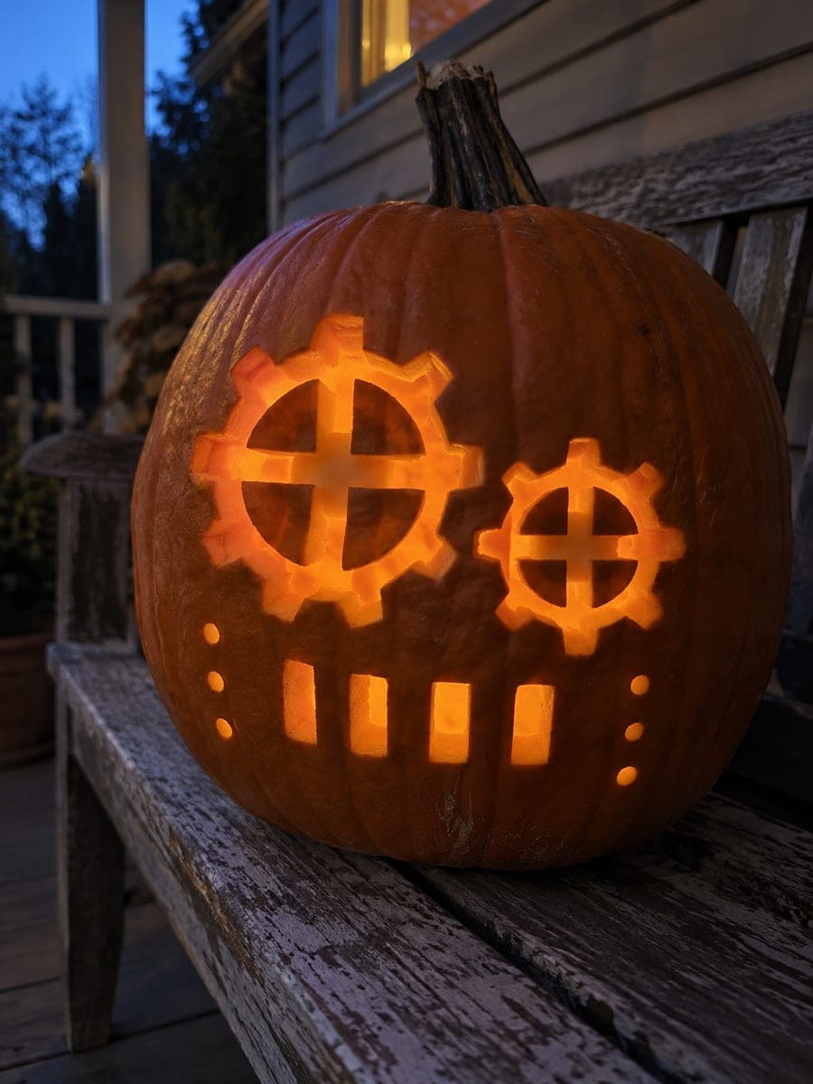 Two-Gear Steampunk Pumpkin with Vent Slot Cutouts