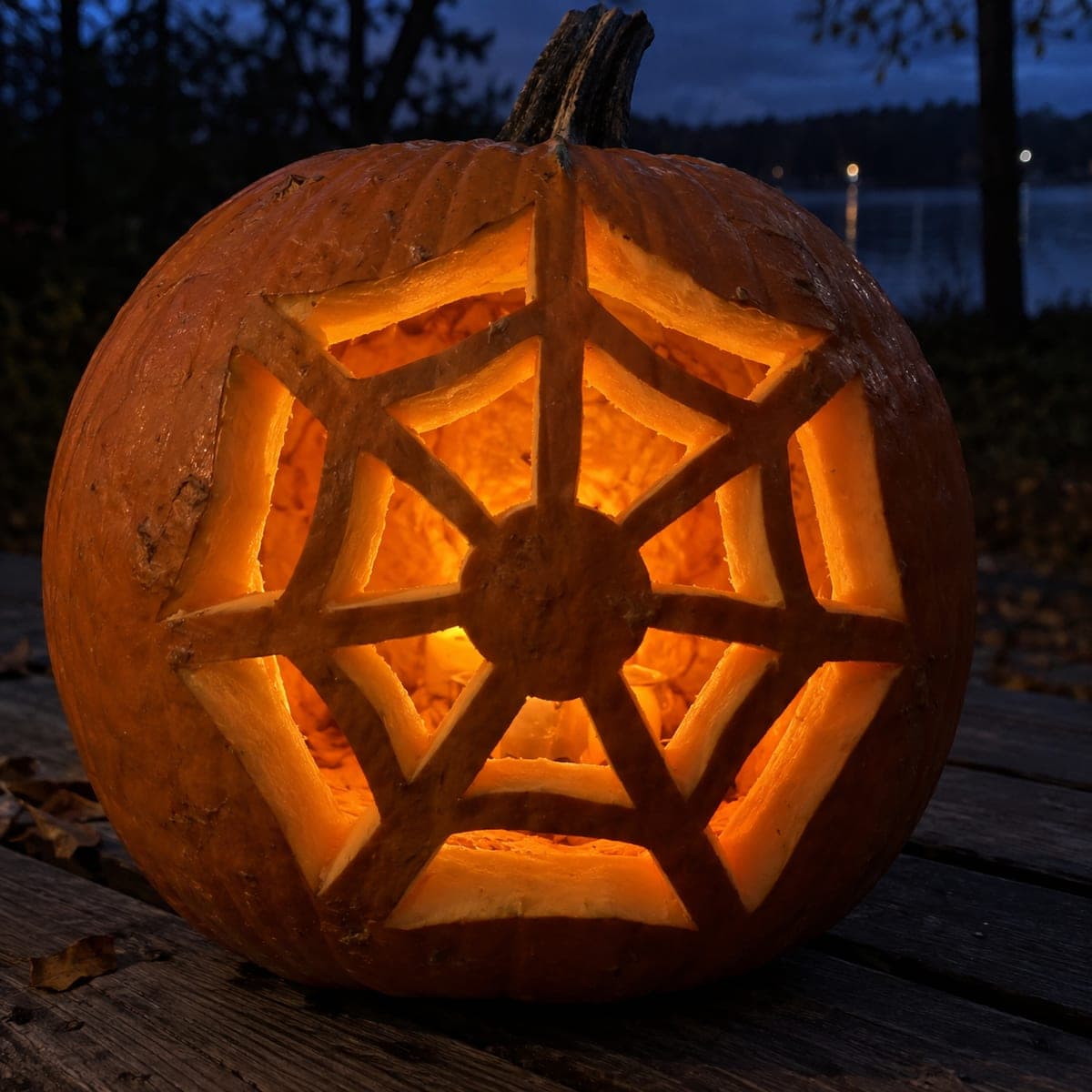 Two-Ring Concentric Spider Web Jack-O-Lantern