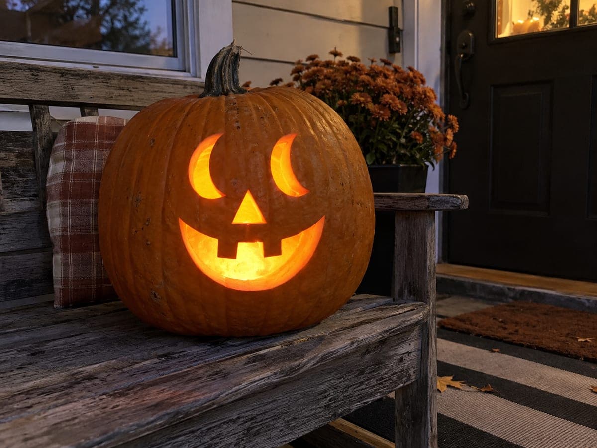 Vintage Crescent Eyes Jack-O-Lantern Pumpkin