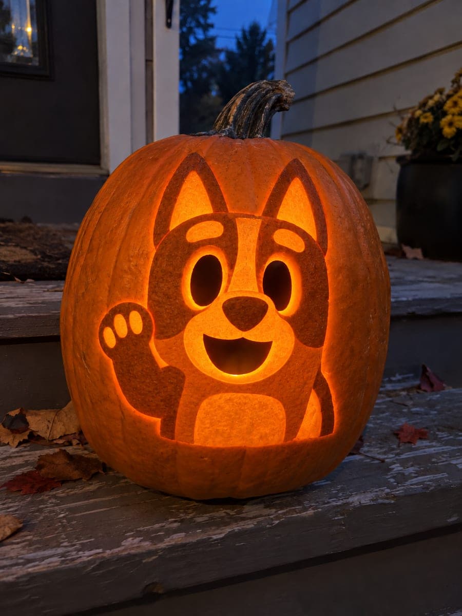 Waving Bingo Heeler Bust Jack-O-Lantern