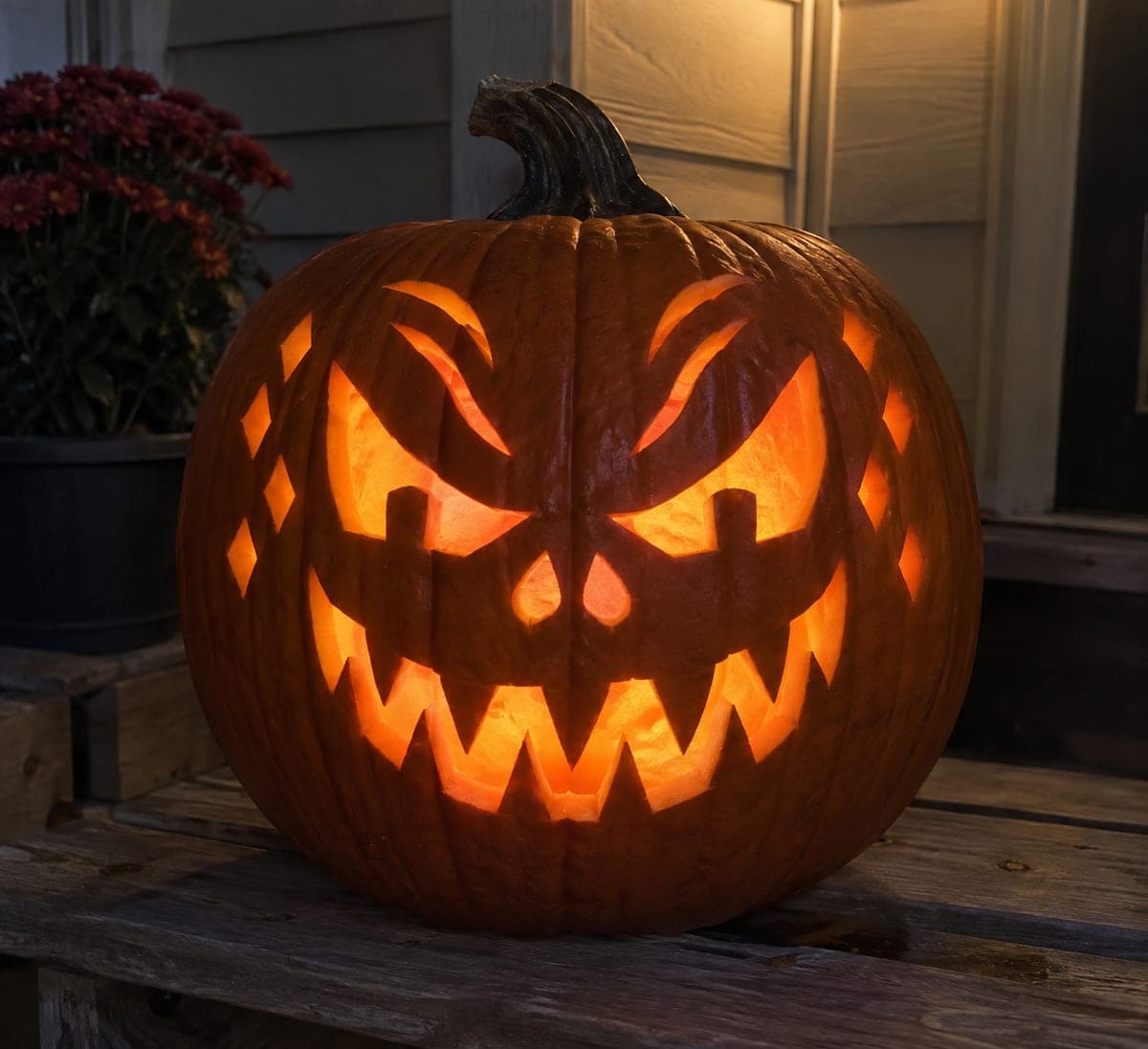 Wrinkle-Browed Evil Pumpkin With Diamond Temple Holes