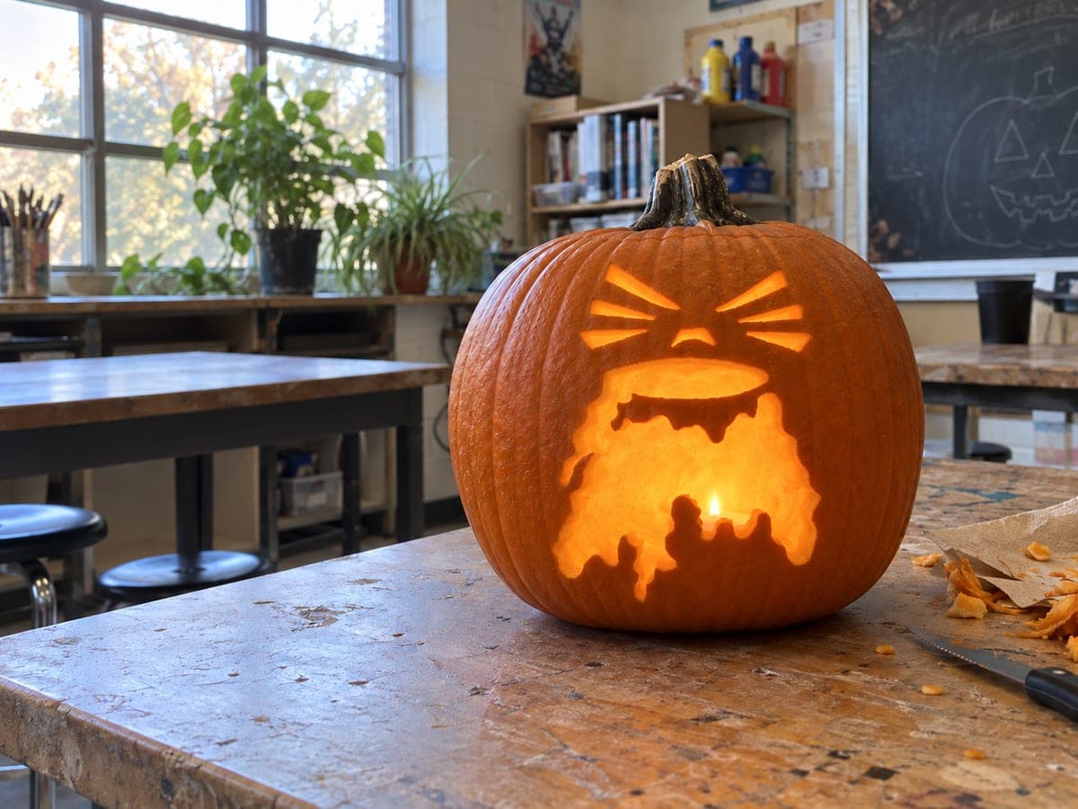 Angry Bearded Face Pumpkin