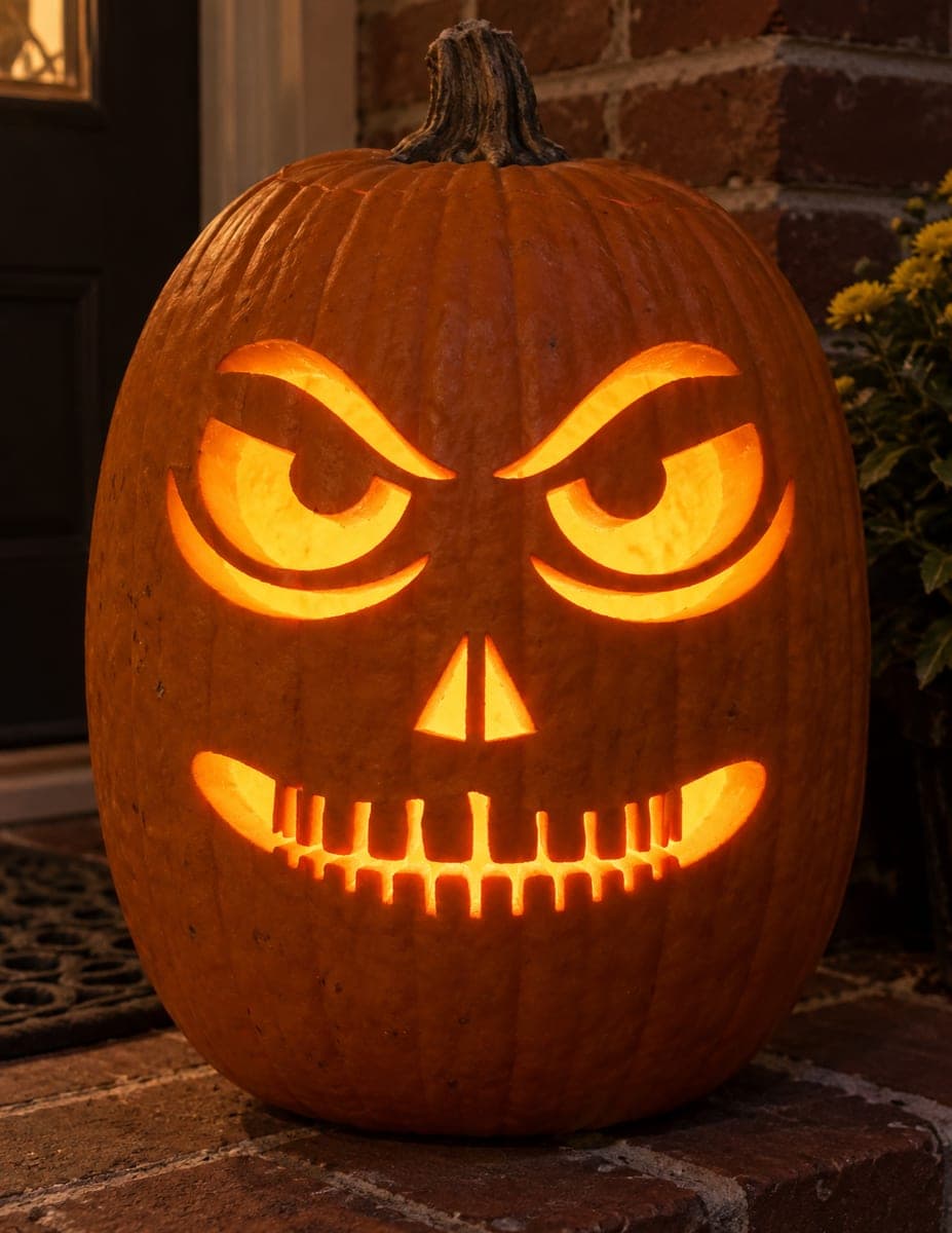 Angry Heavy-Brow Stitched Smile Pumpkin