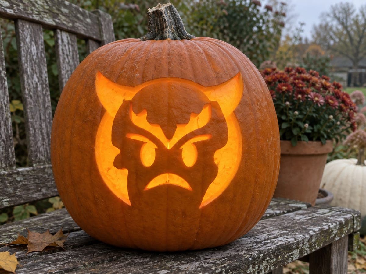 Angry Horned Emoji Pumpkin — process shot 2 of 2