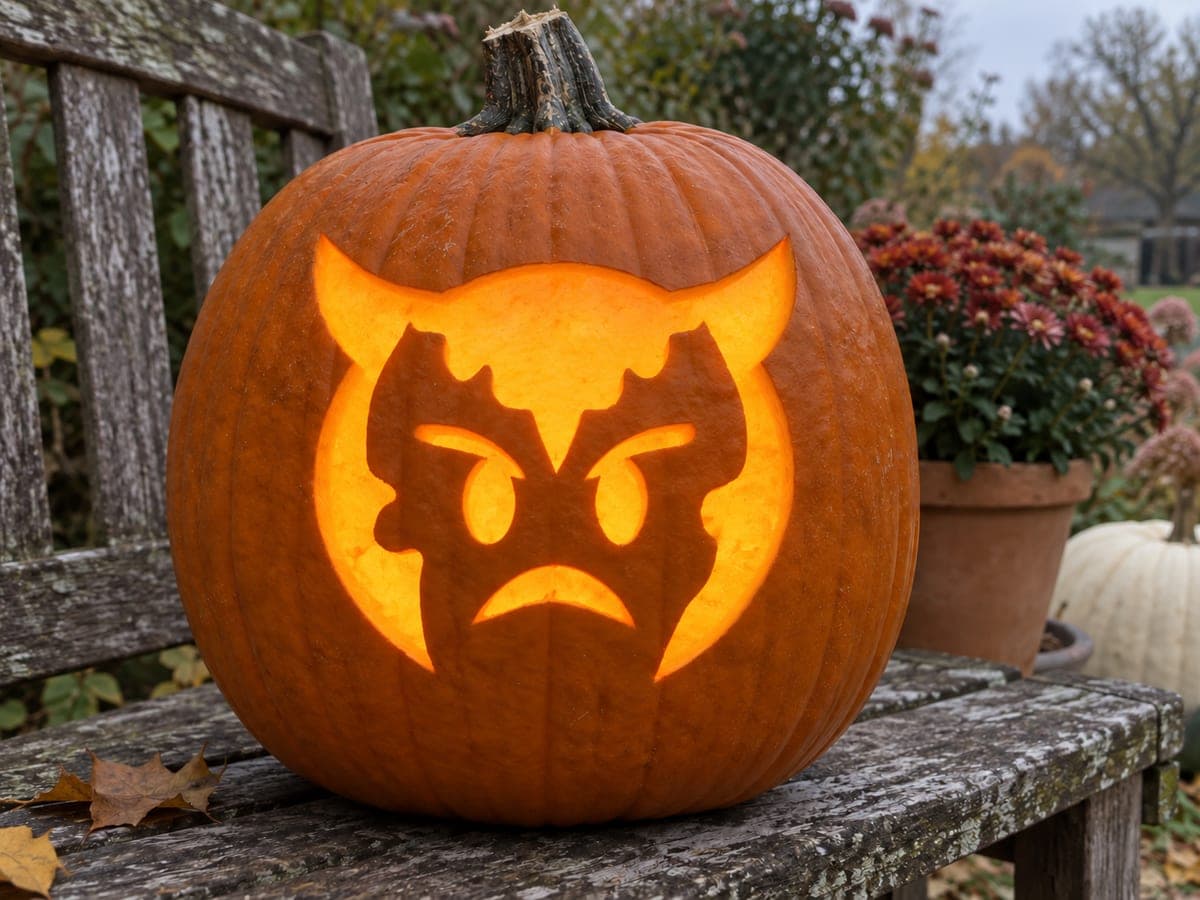 Angry Horned Emoji Pumpkin
