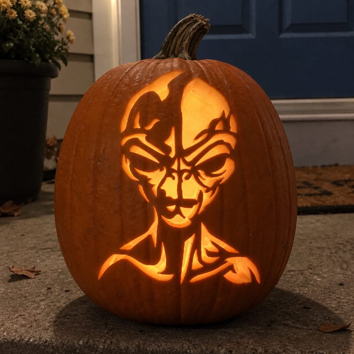 Angular Alien Bust Pumpkin