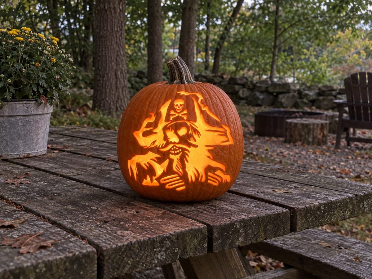 Bearded Pirate Captain Portrait Pumpkin