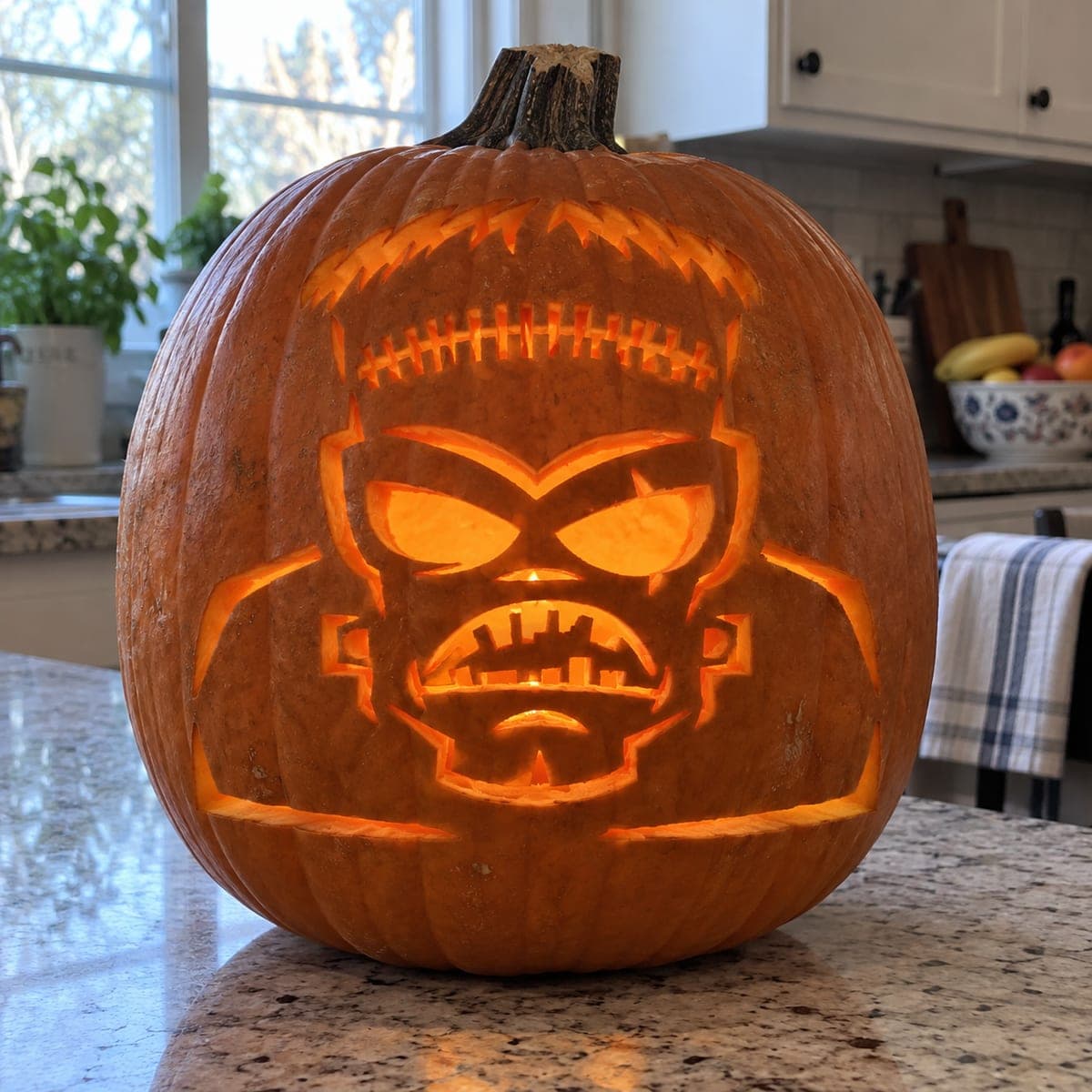 Broad-Brow Frankenstein Bust Pumpkin