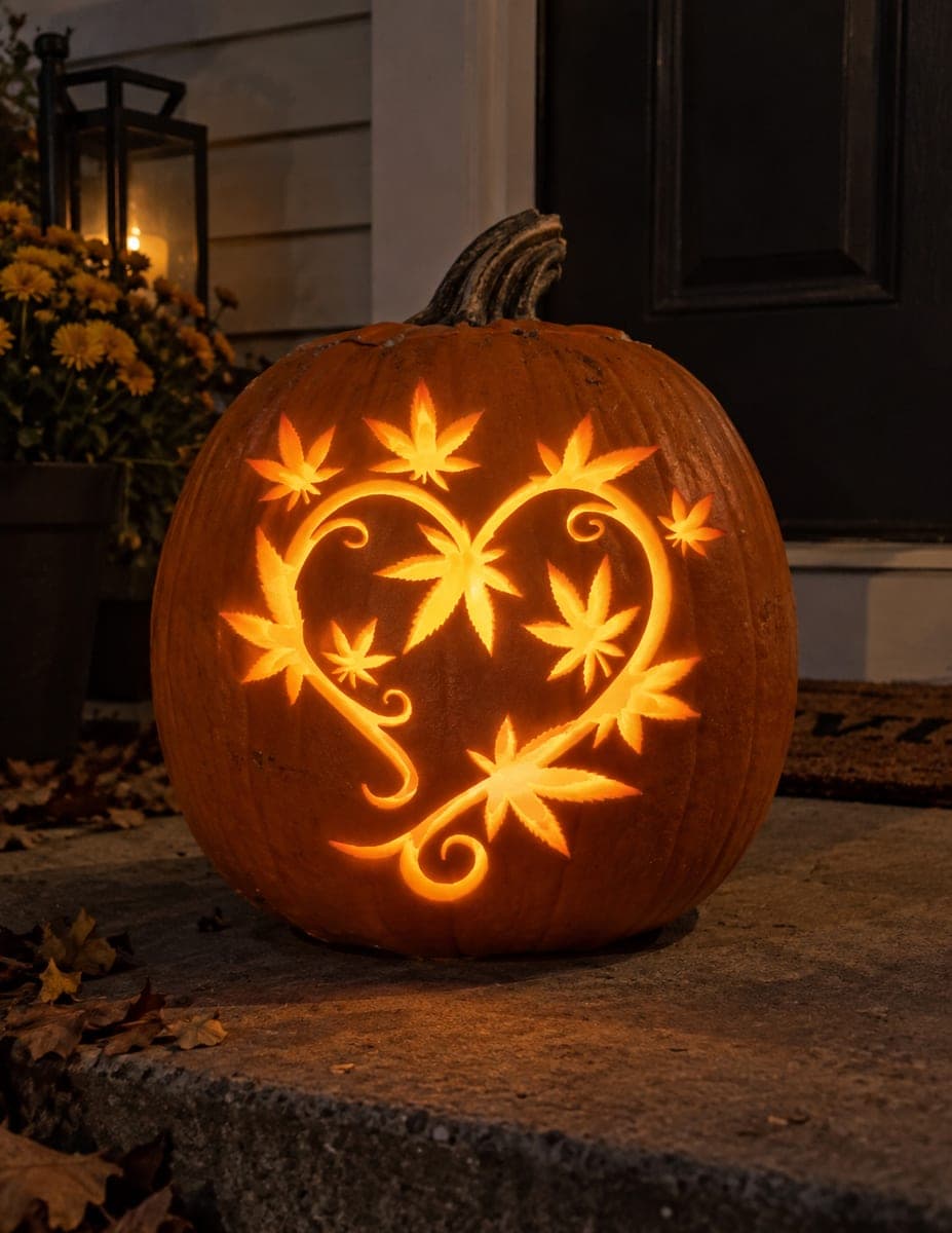 Cannabis Leaf Heart Wreath Pumpkin