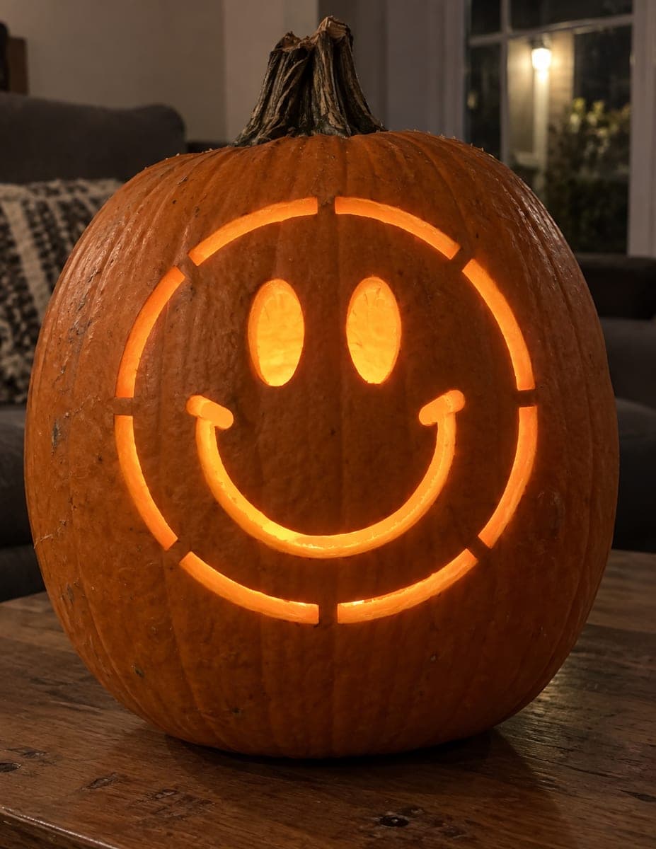 Classic Circular Smiley Face Pumpkin