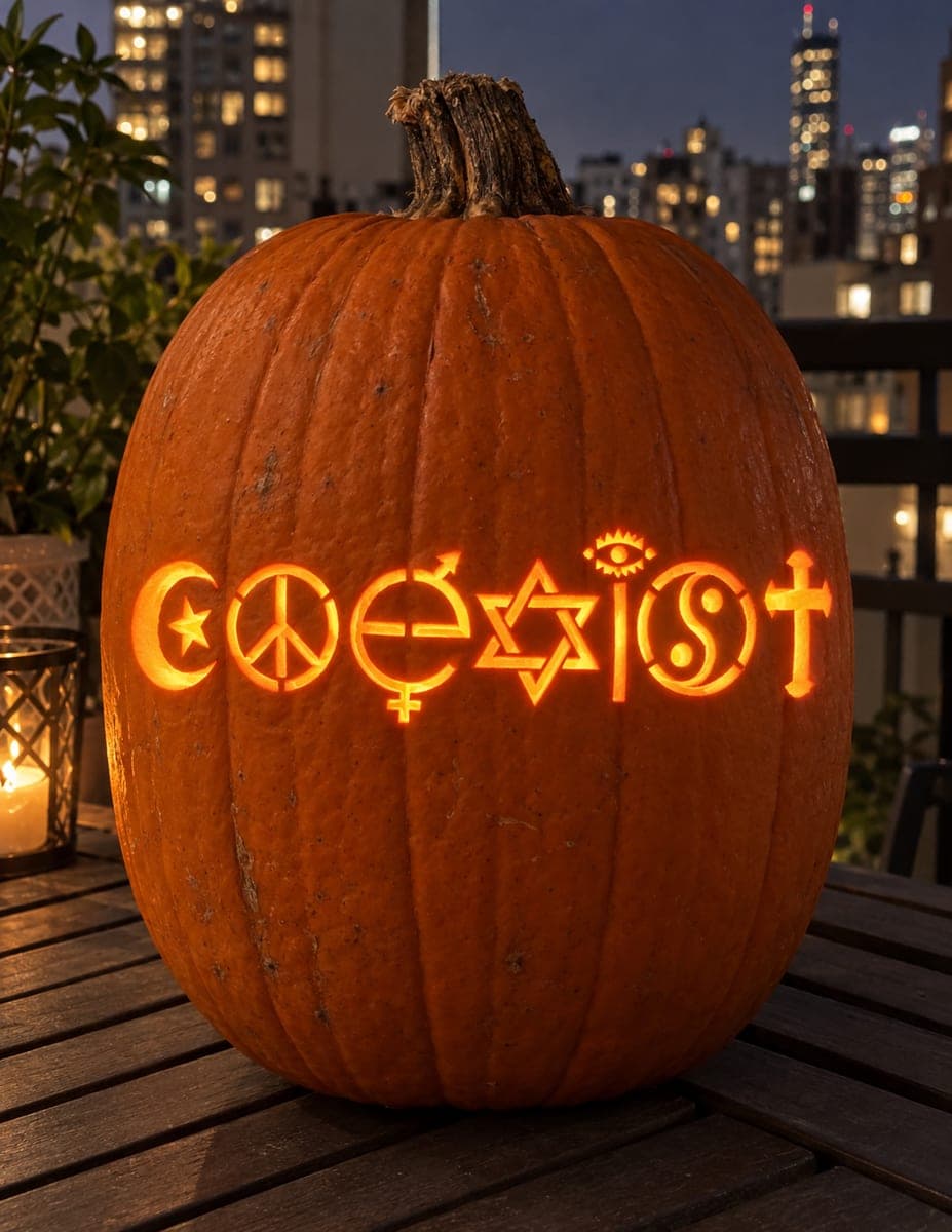 Coexist Symbols Lettering Pumpkin