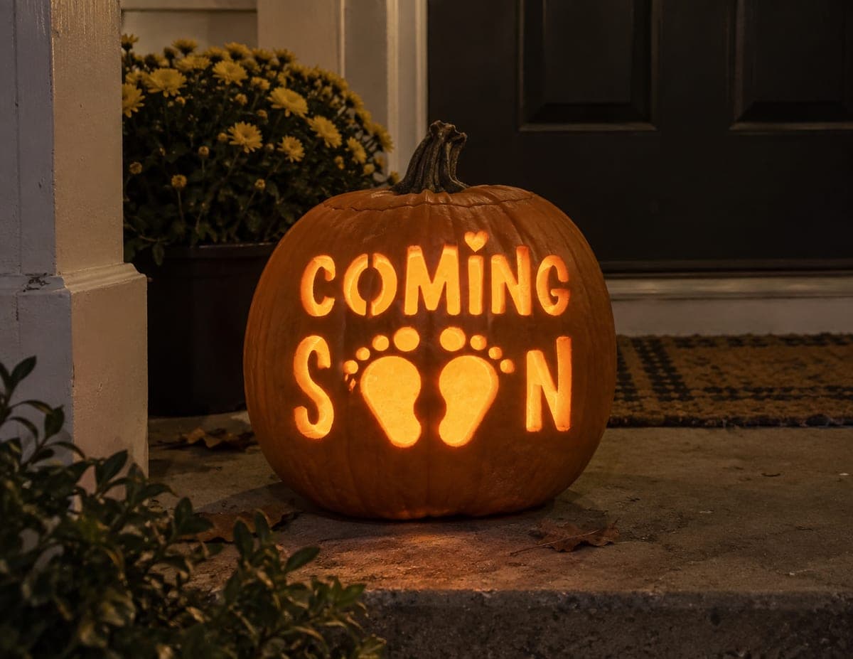 Coming Soon Baby Footprints Pumpkin