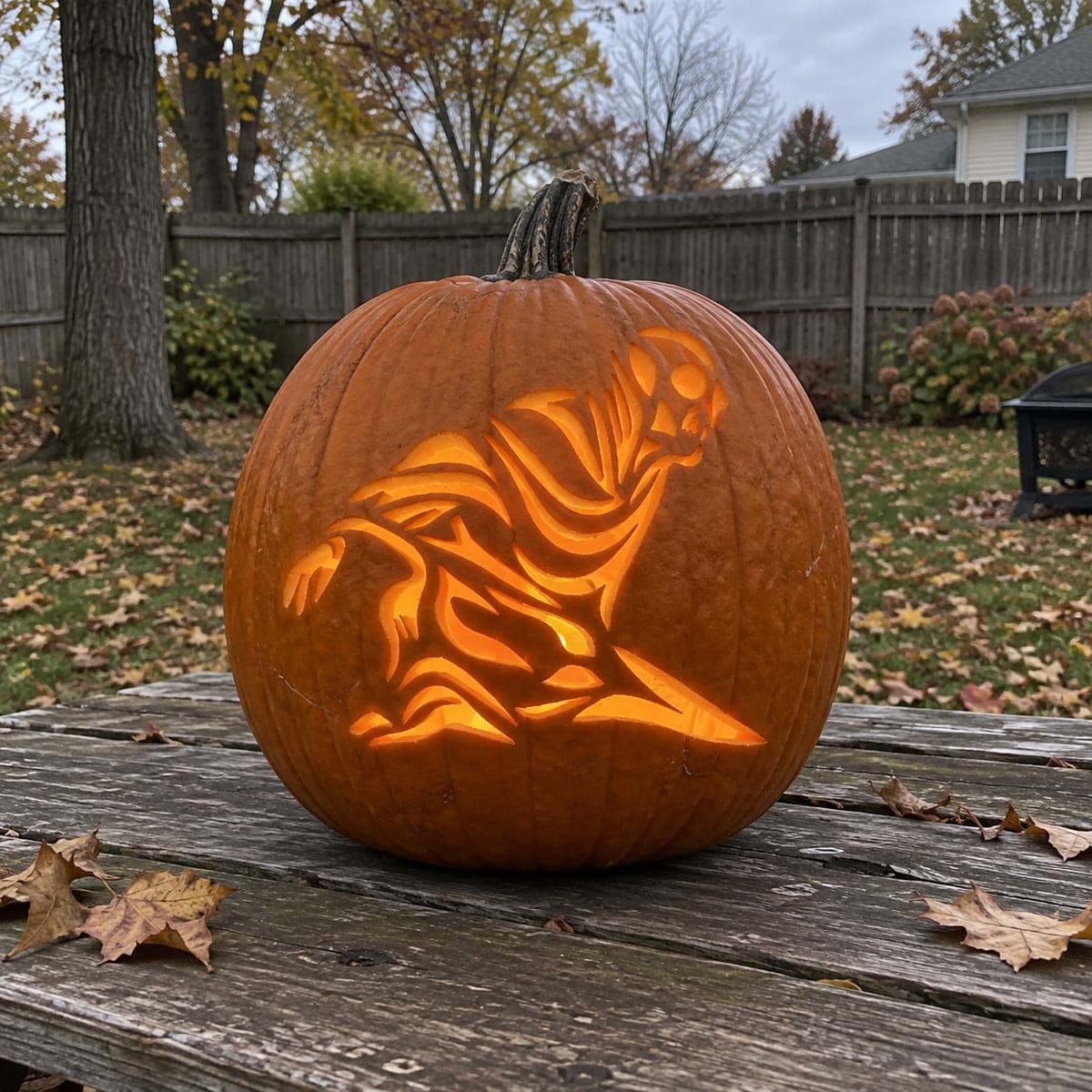 Crouching Hooded Wraith Pumpkin