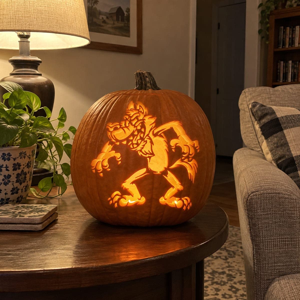 Crouching Werewolf With Claws Pumpkin