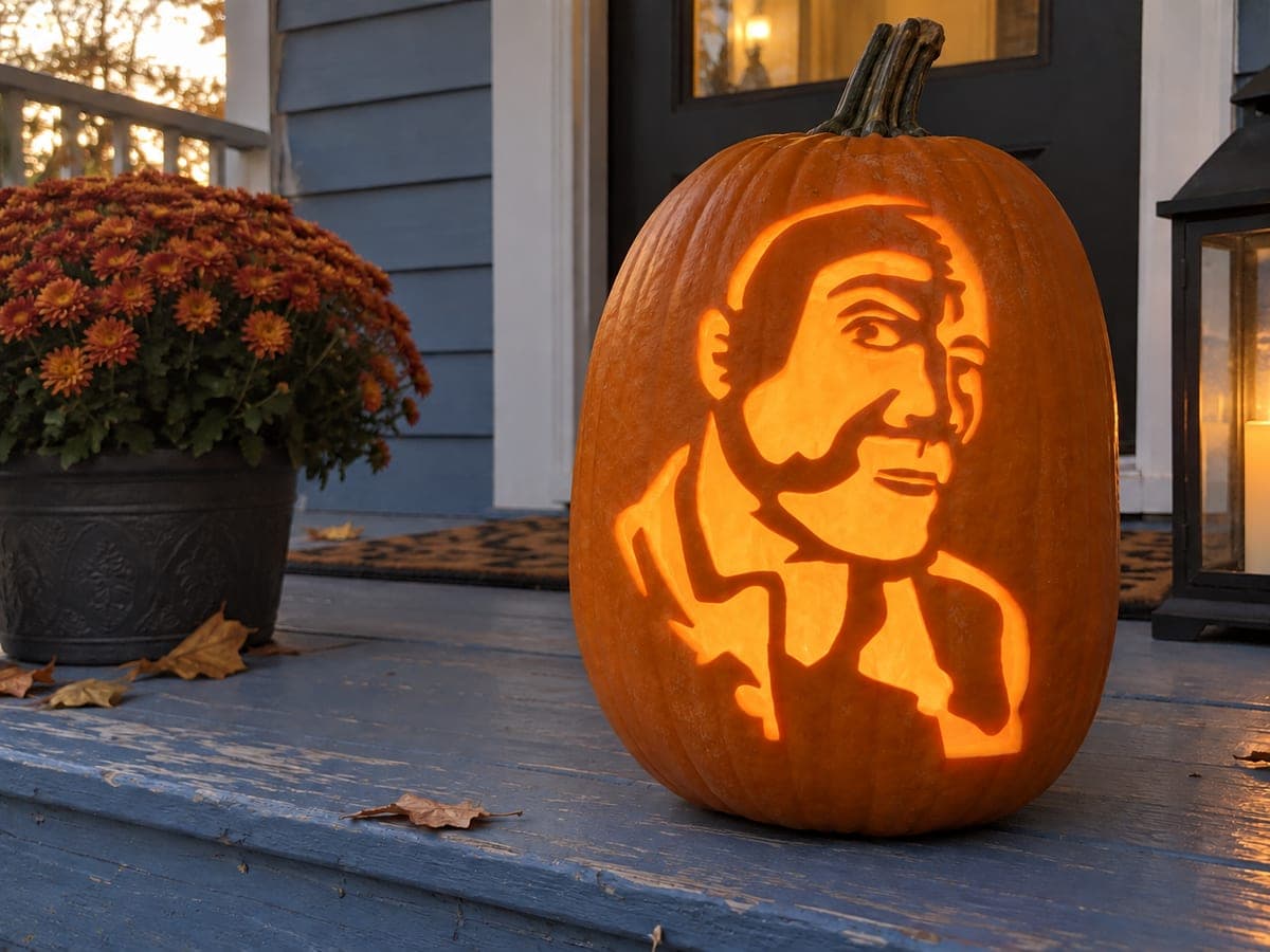 Curled-Mustache Portrait Pumpkin