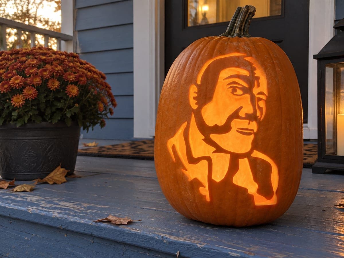 Curled-Mustache Portrait Pumpkin — process shot 2 of 2