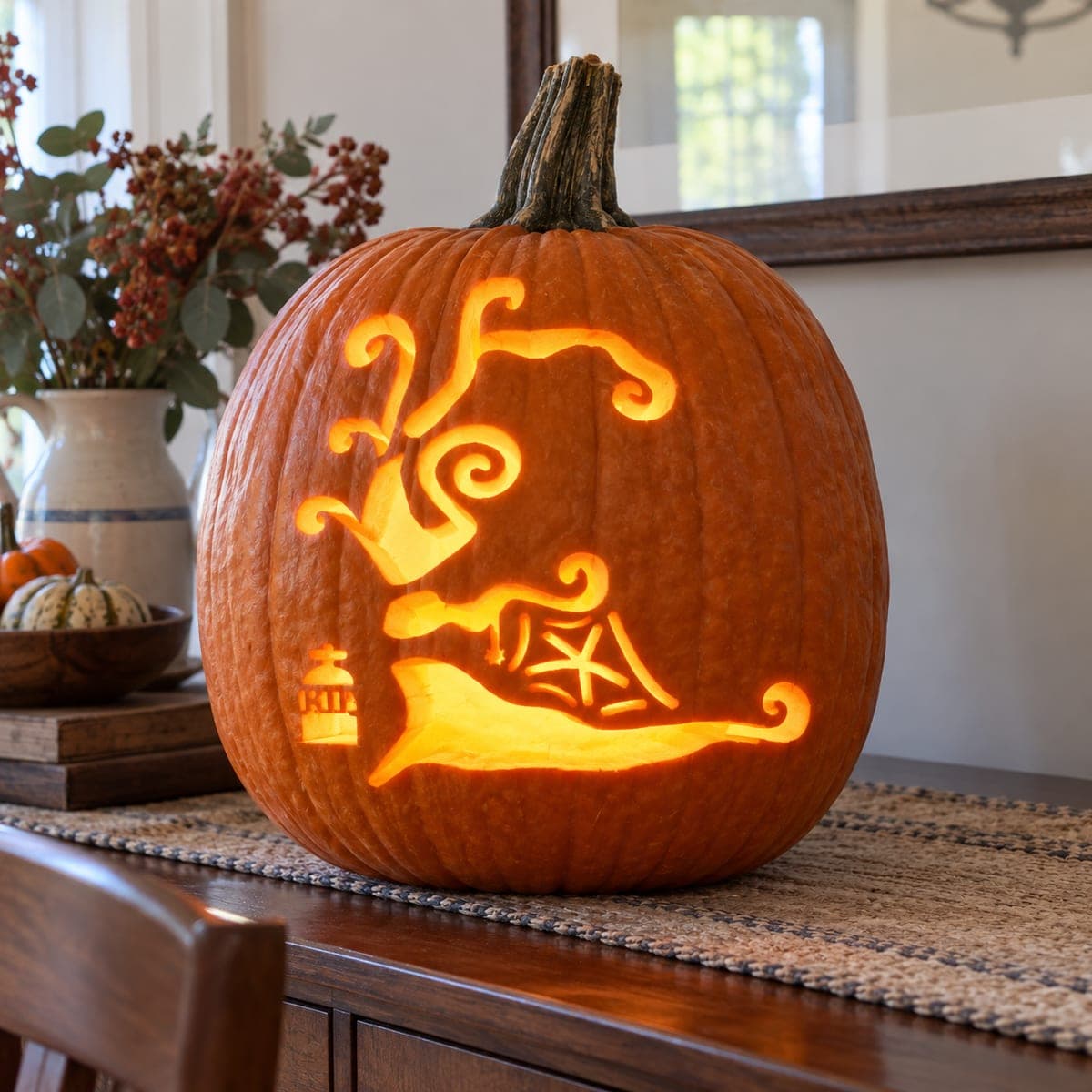 Curled Tree With a Spiderweb Pumpkin — process shot 2 of 2