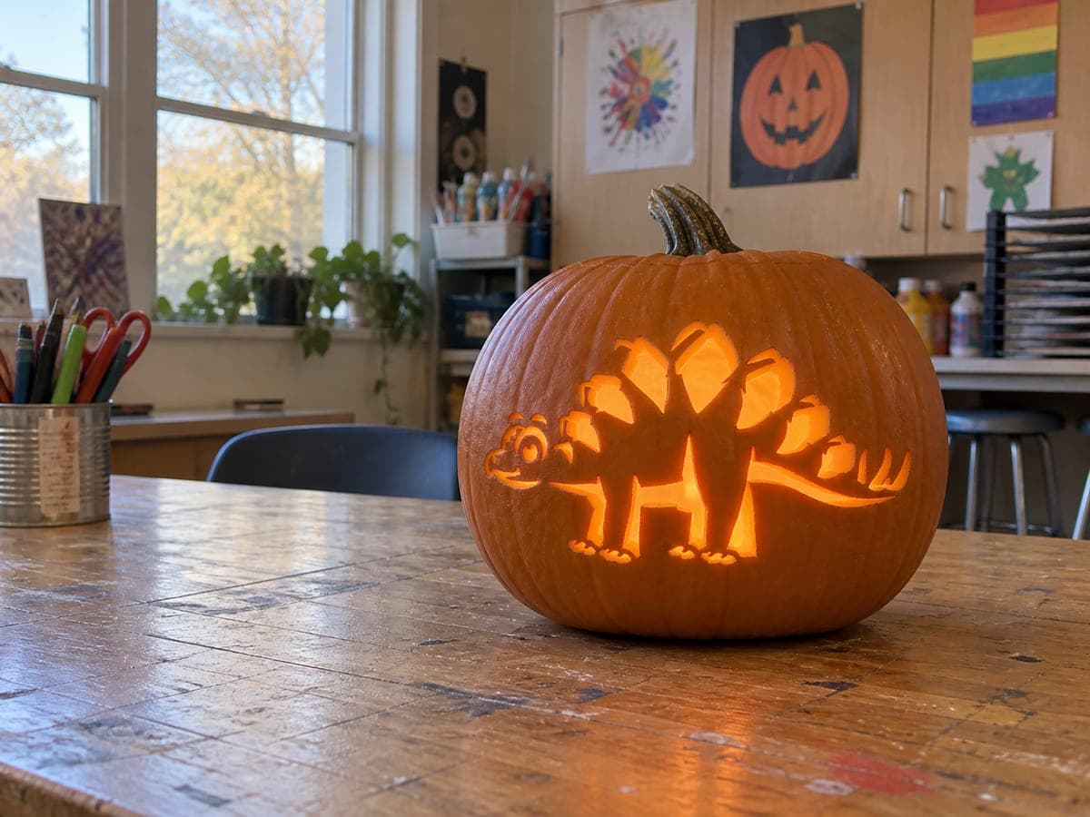 Cute Stegosaurus With Back Plates Pumpkin
