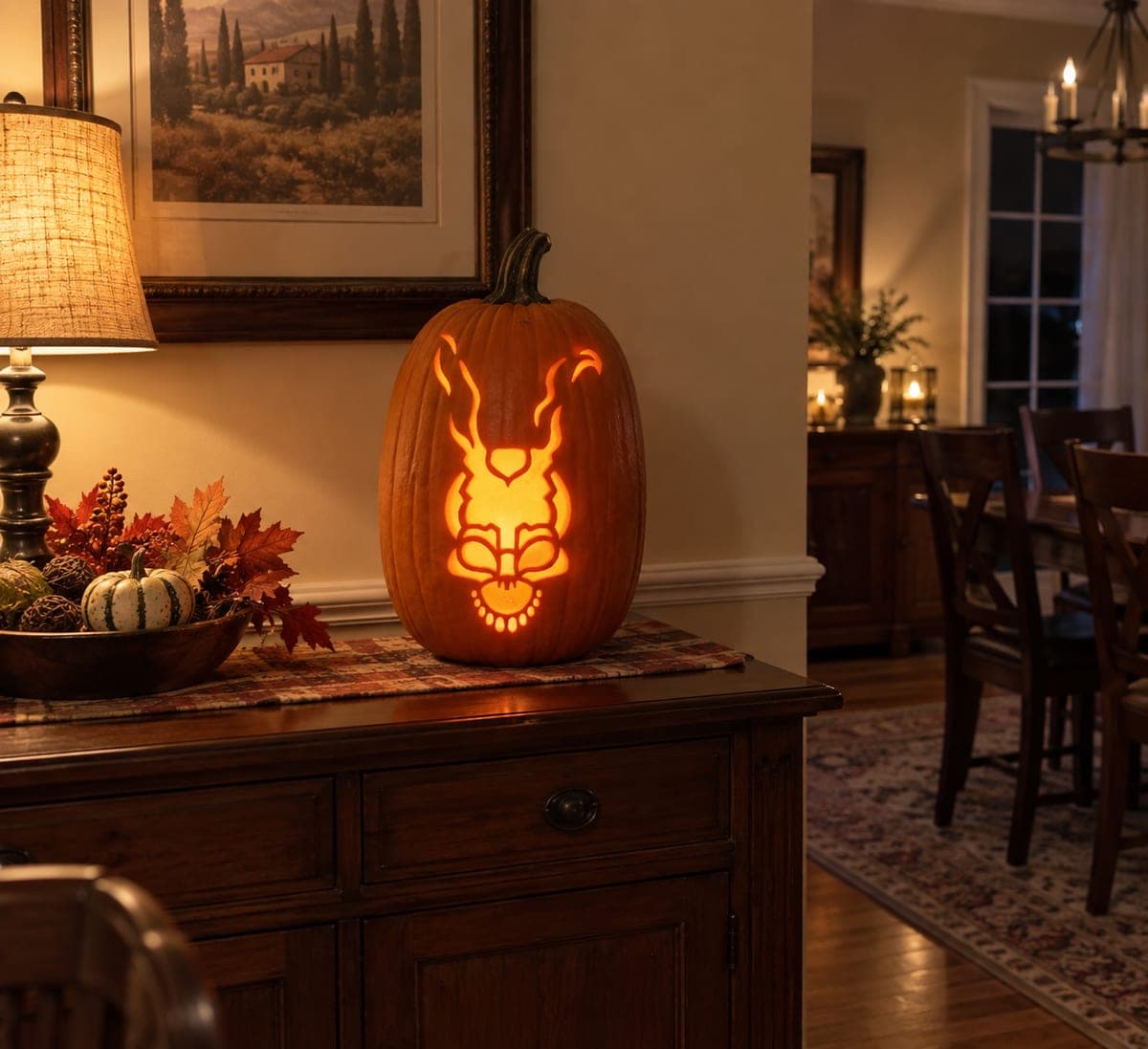 Fanged Long-Eared Monster Face Pumpkin