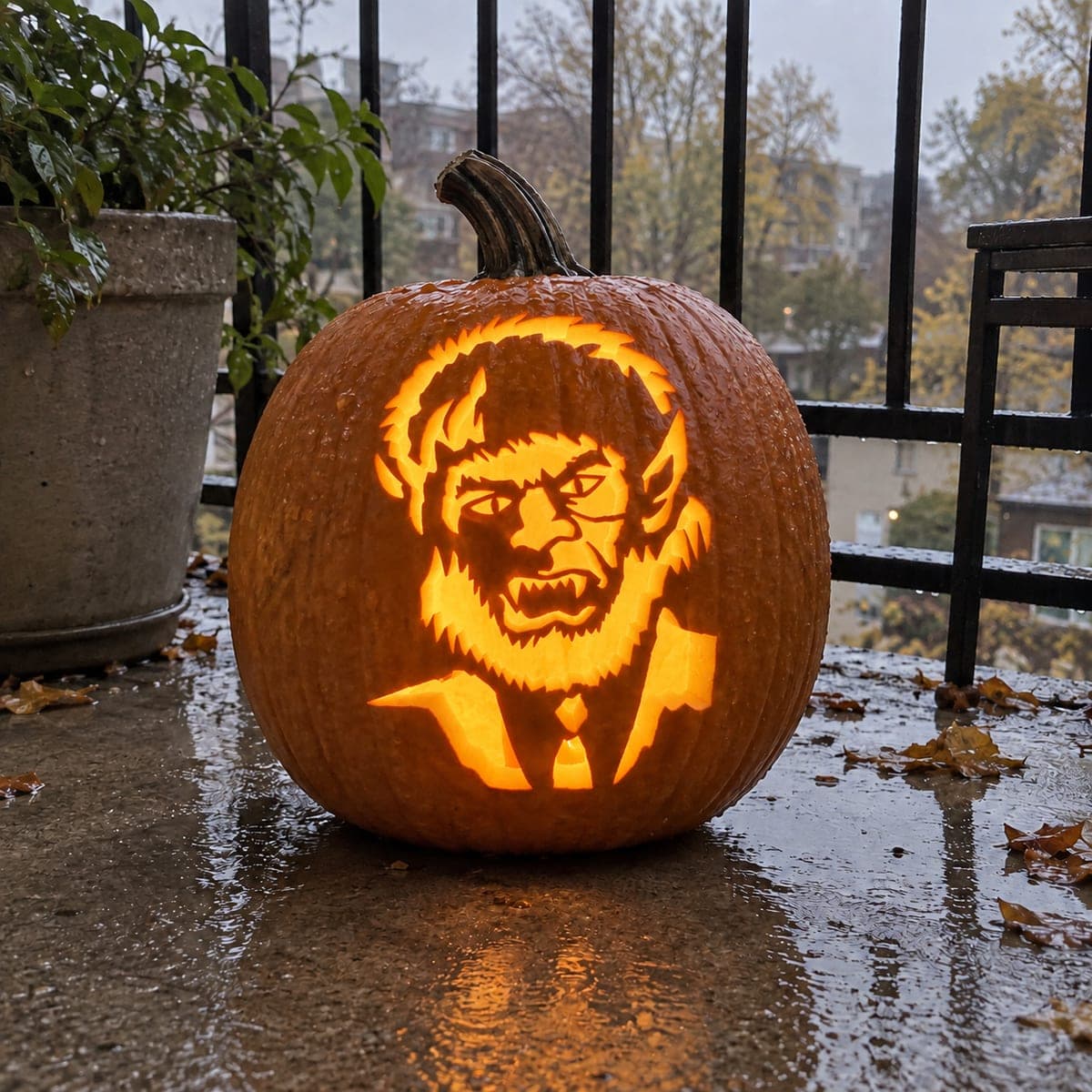 Fanged Werewolf in a Suit Pumpkin
