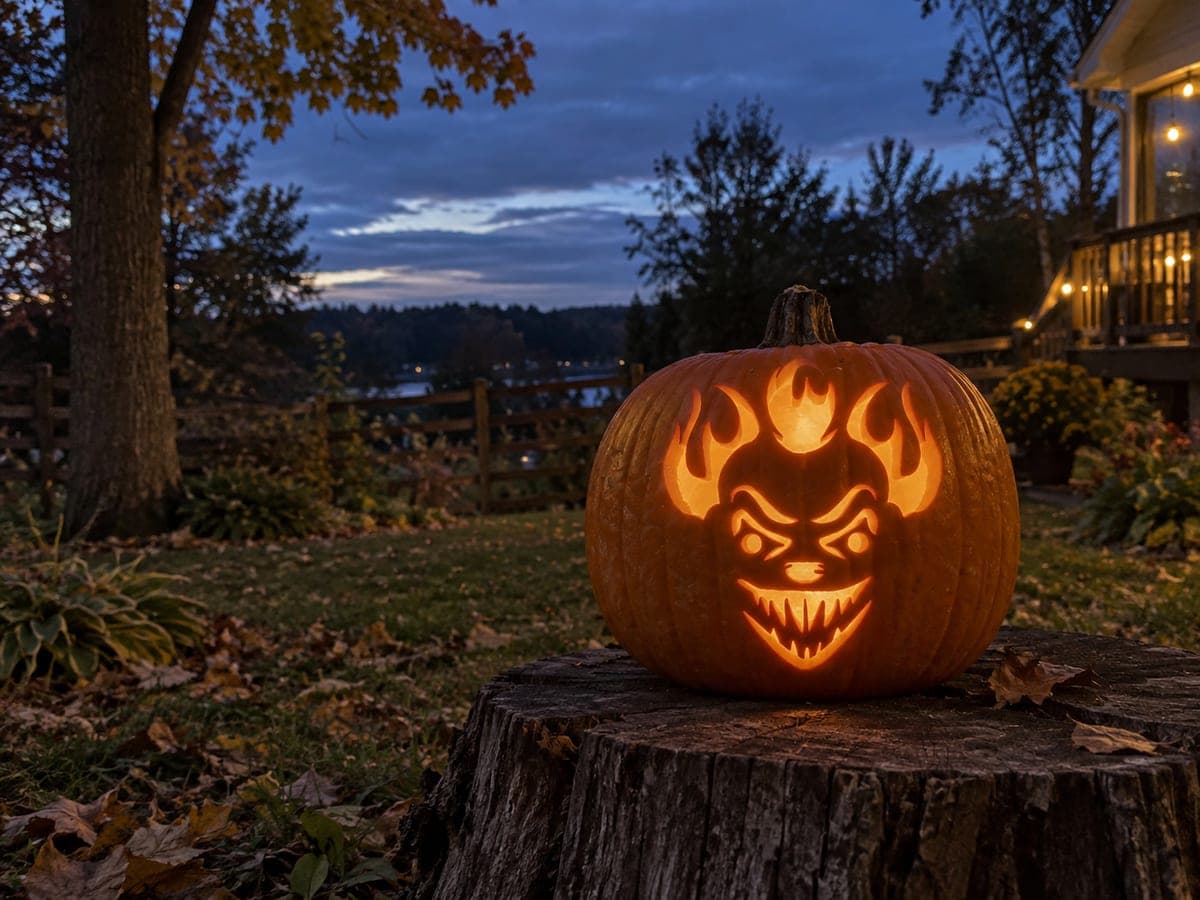 Flame-Haired Monster Grin Pumpkin