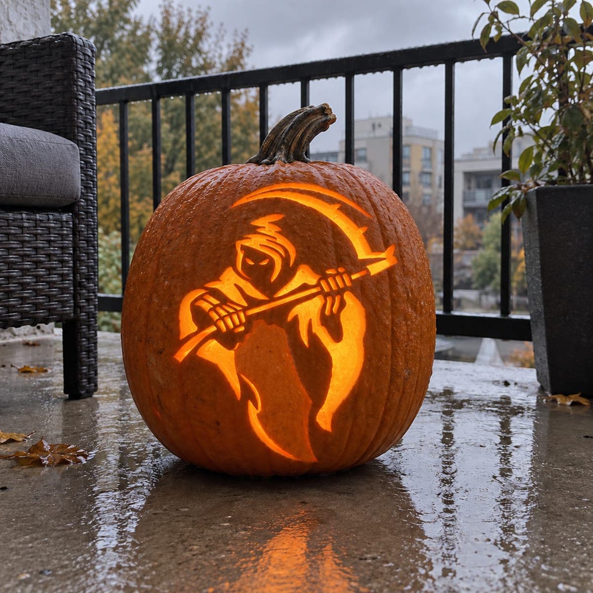 Floating Reaper With Horizontal Scythe Pumpkin