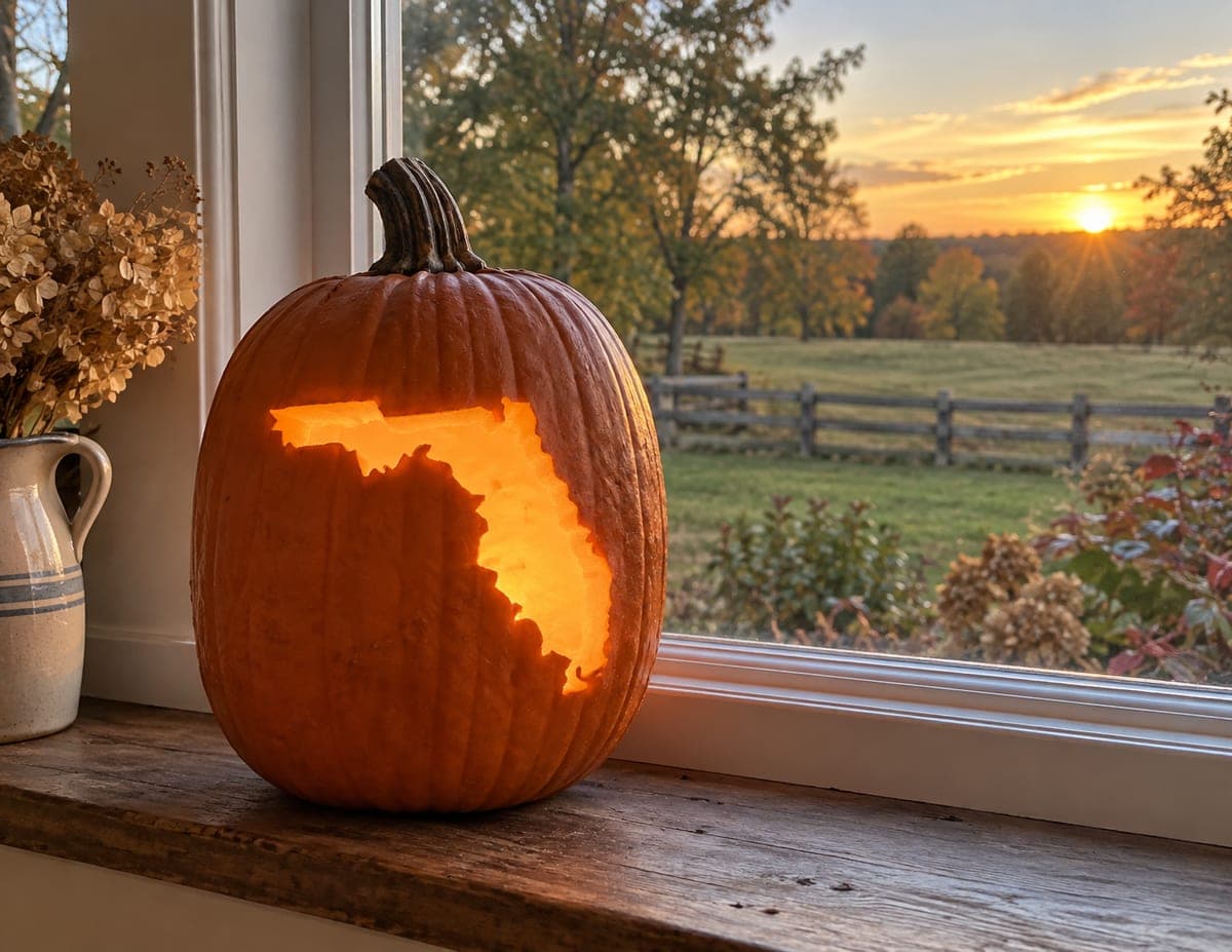 Florida Peninsula State Map Pumpkin