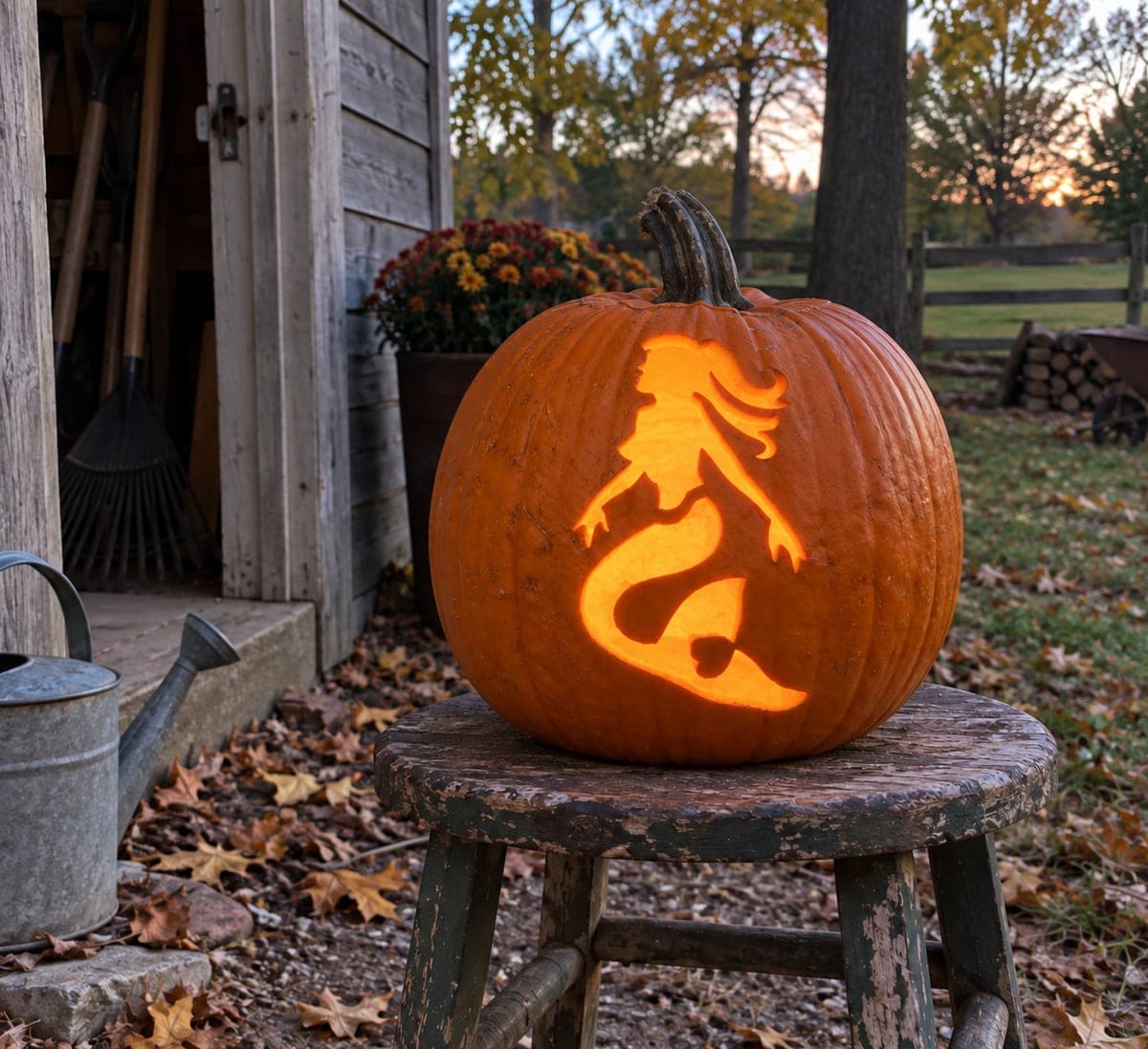 Flowing Mermaid Profile Pumpkin