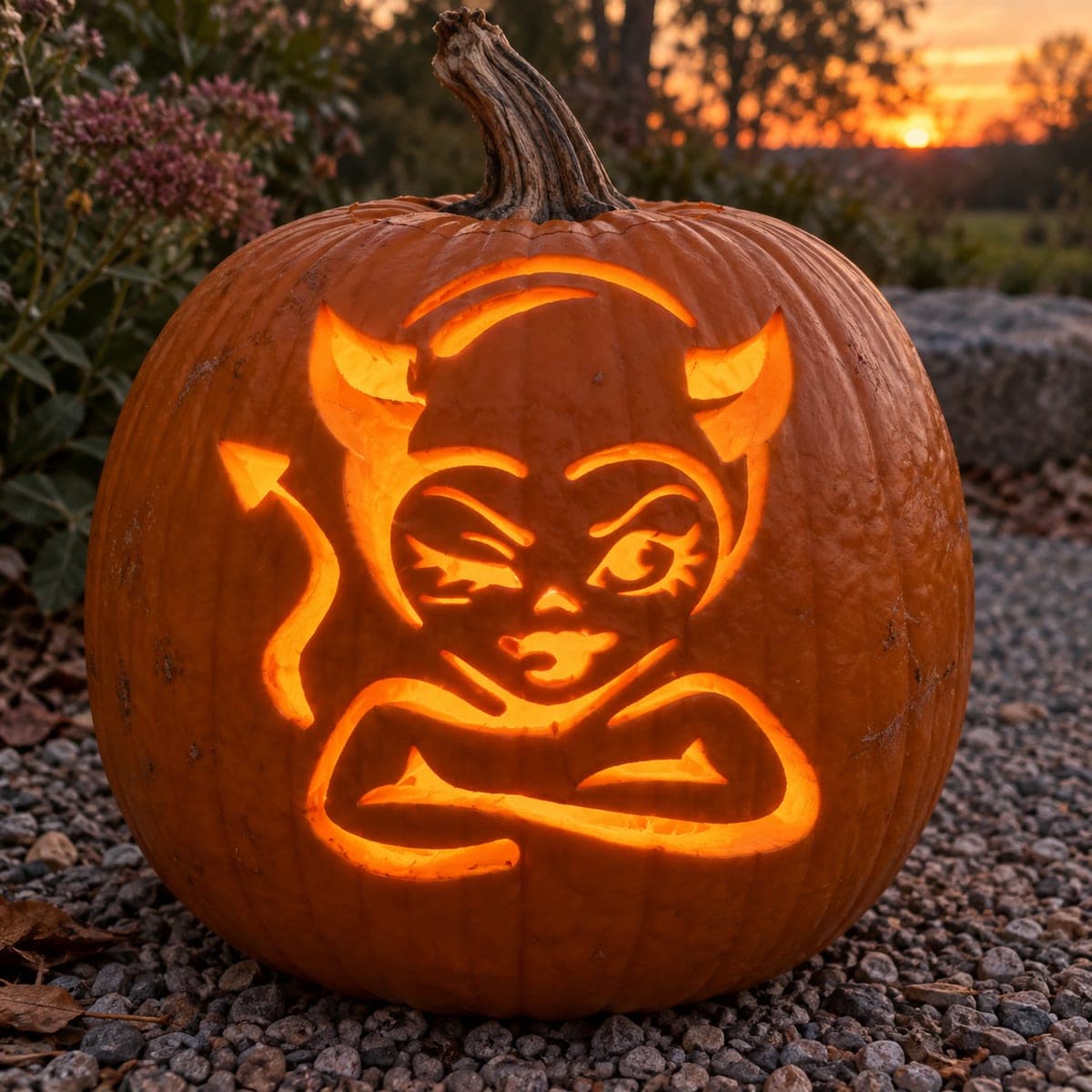 Folded-Arms Little Devil Pumpkin