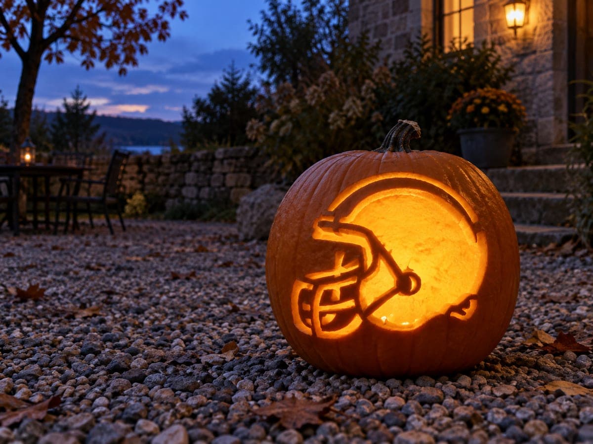 Football Helmet in Side Profile Pumpkin — process shot 2 of 2