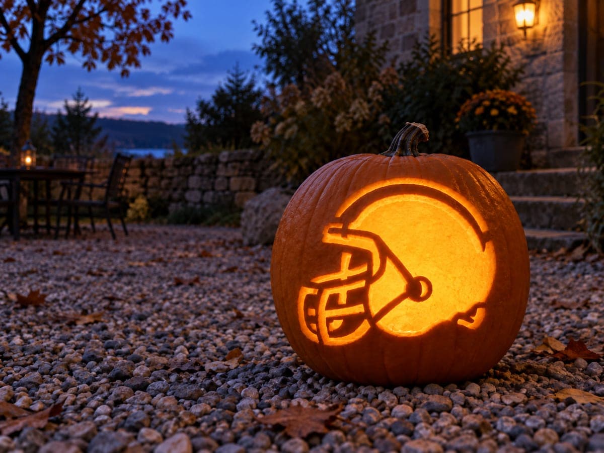 Football Helmet in Side Profile Pumpkin